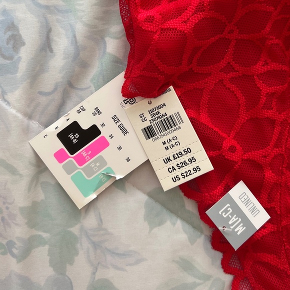 NWT Red Lace Victoria's Secret Pink Halter Bralette, M - Picture 4 of 5